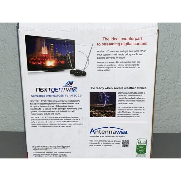 Indoor HD Antenna Jasco Free Local HDTV 1080p 4K Classic Rabbit Ears Style NEW - Picture 3 of 4